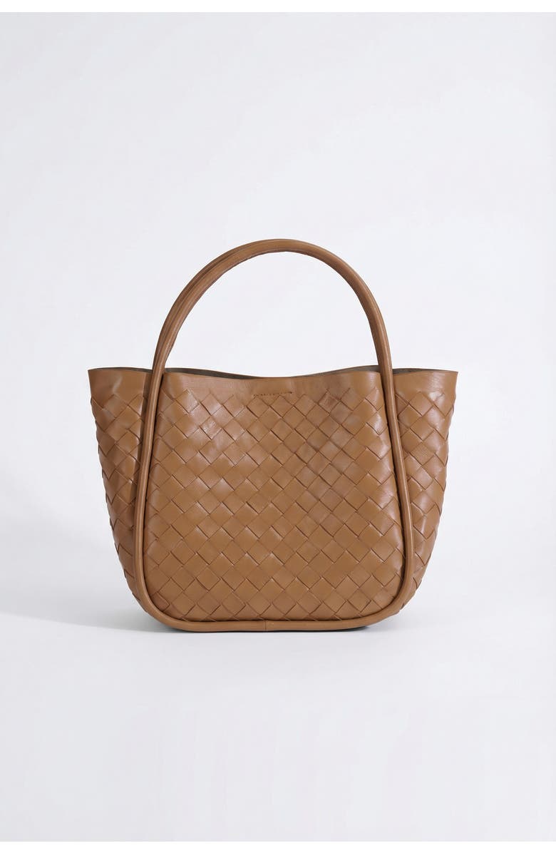 FURNIQ UK Portland Woven Leather Top Handle Bag, Alternate, color, Tan Brown