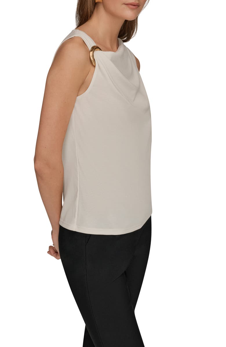 Donna Karan New York Asymmetric Sleeveless Hardware Accent Top, Alternate, color, Cream
