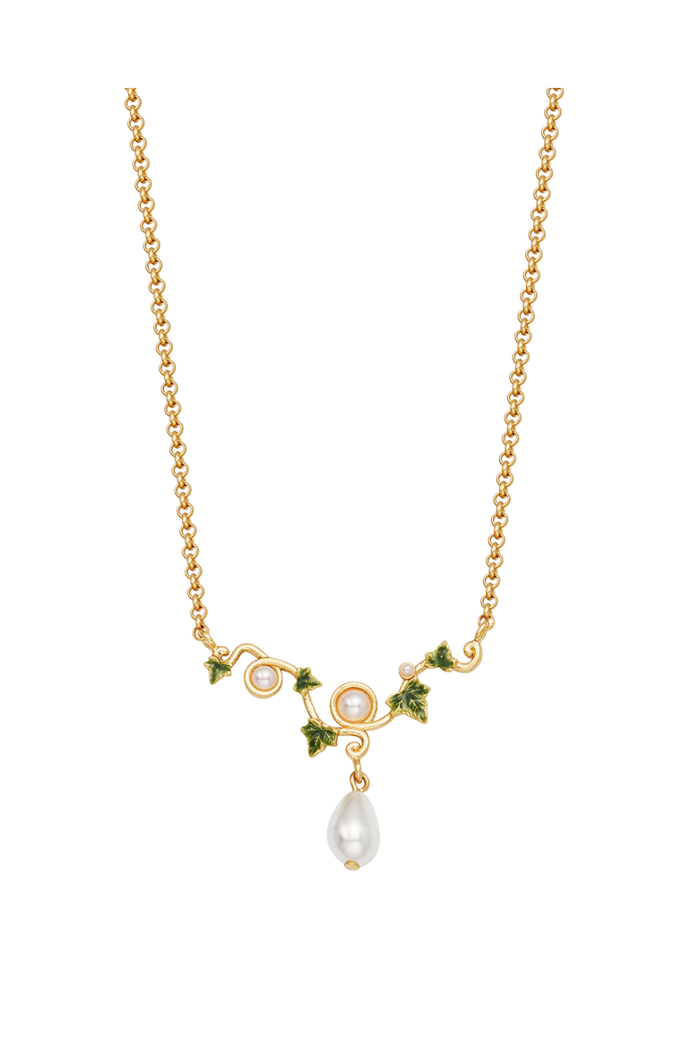 Ivy & Pearl Necklace, Alternate, color, Gold