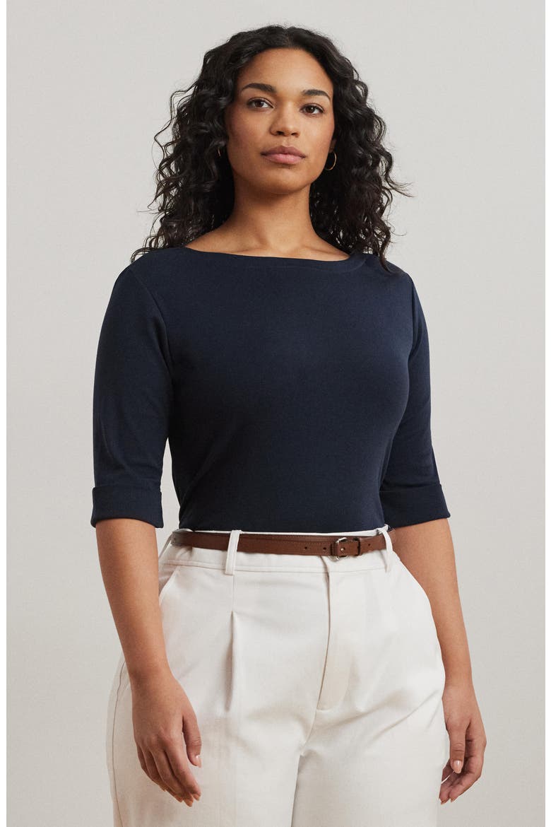 Boat Neck Top, Alternate, color, LAUREN NAVY