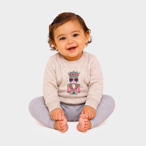 Teal Nutcracker Patchwork Crew Fleece Sweatshirt (baby)