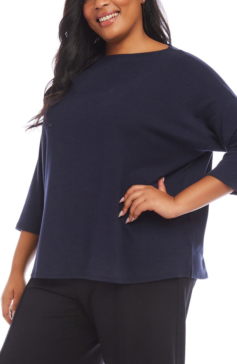 Karen Kane Hemp & Organic Cotton Blend Top, Alternate, color, Navy