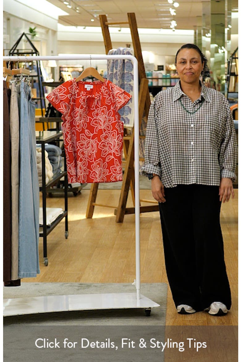 Floral Flutter Sleeve Tie Neck Top video