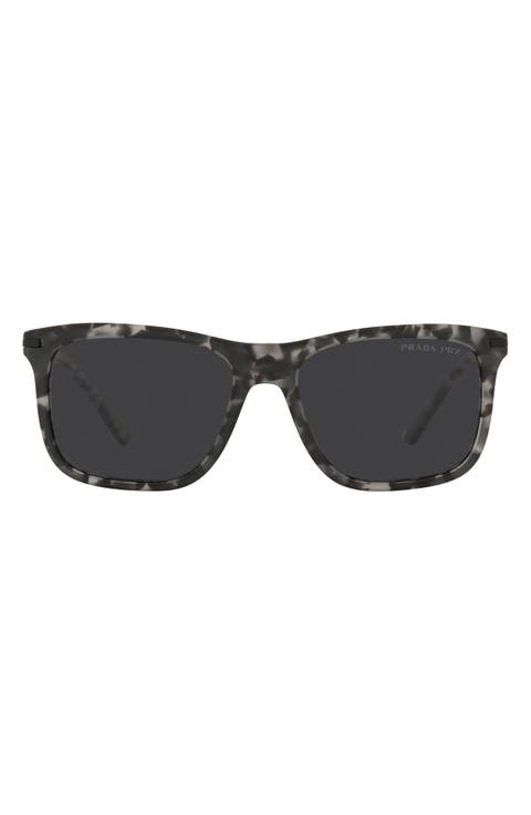 56mm Polarized Rectangular Sunglasses