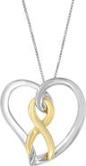 Haus of Brilliance 14K Gold and Silver Heart Bow Pendant Necklace