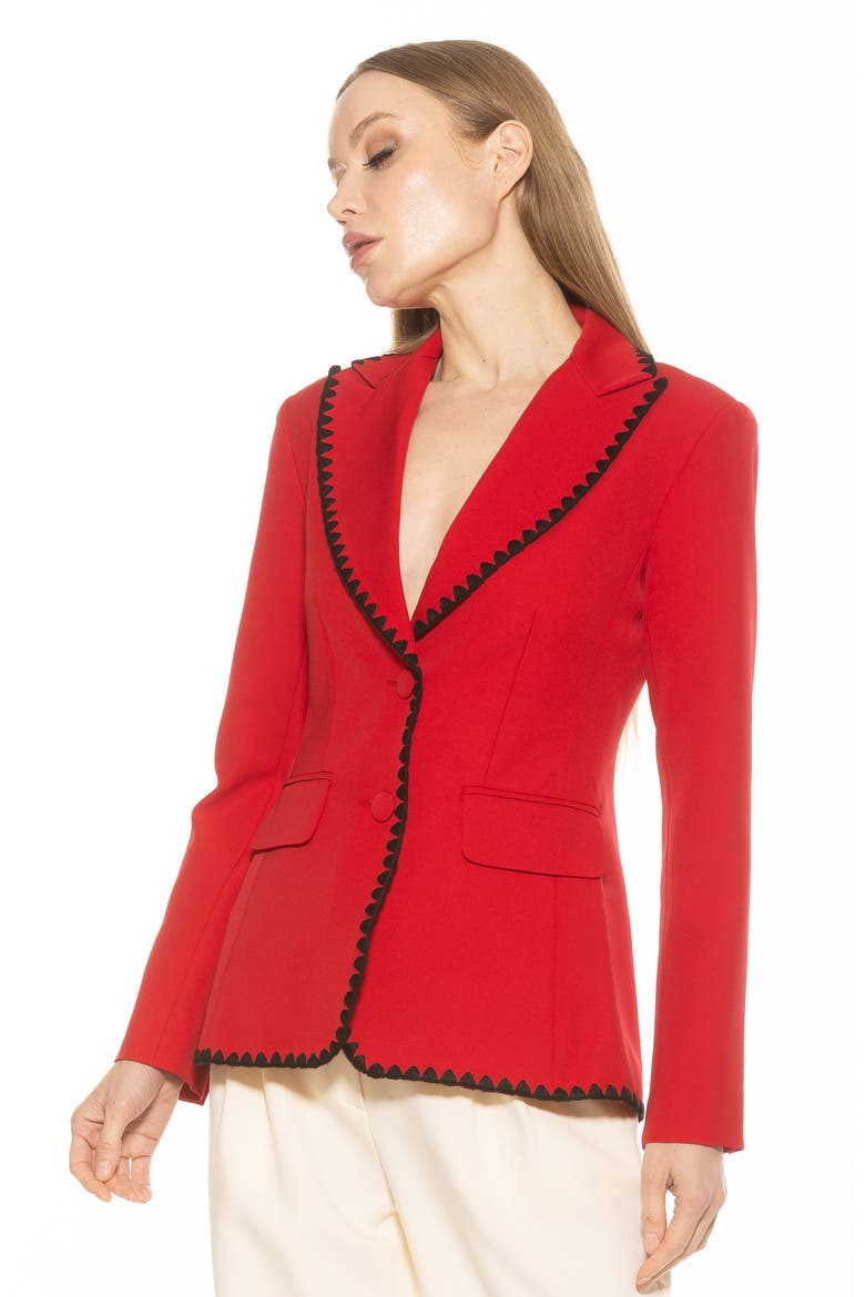 Contrast Embroidered Blazer, Alternate, color, RED
