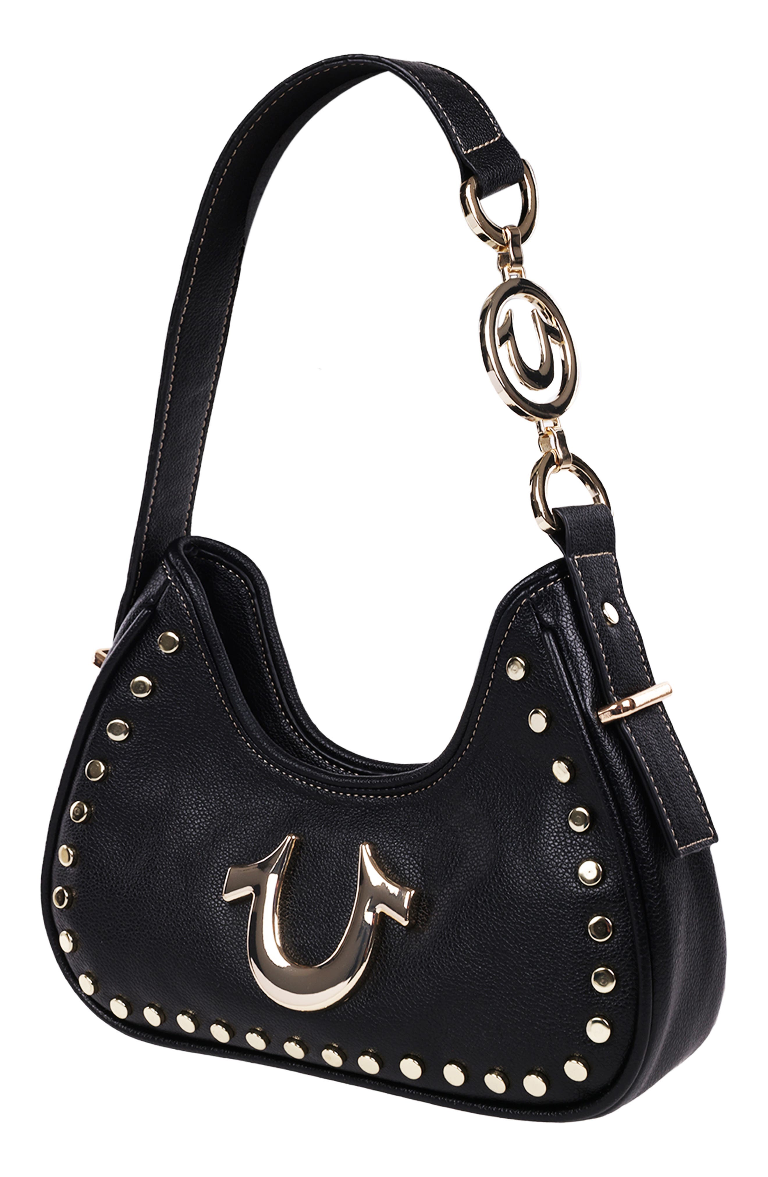 True Religion Studded Horseshoe Shoulder Bag, Alternate, color, 