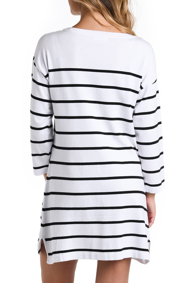 Stripe Boat Neck Cover-Up Tunic, Alternate, color, WHITE WITH BLACK