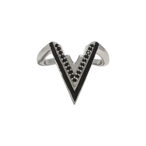 Valor Iconic V Onyx Silver Ring