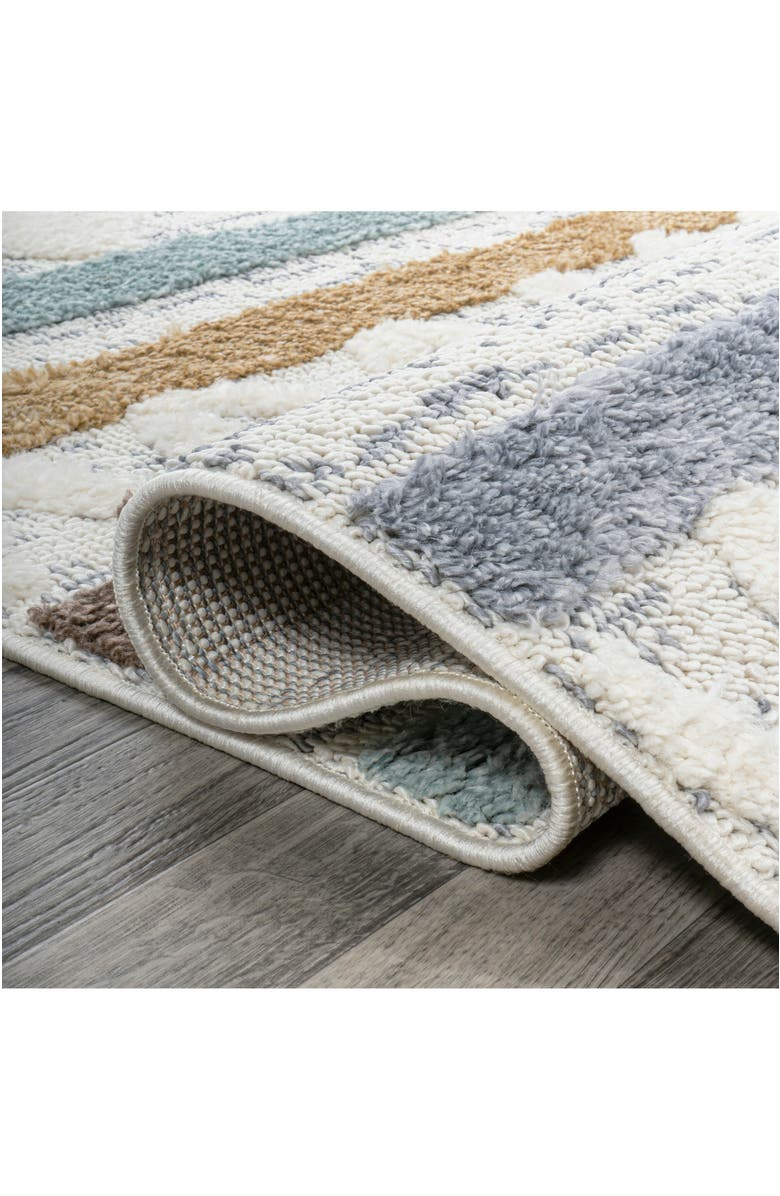 JONATHAN Y Faiza Moroccan Striped Geometric High-Low Area Rug, Alternate, color, Multi/Cream