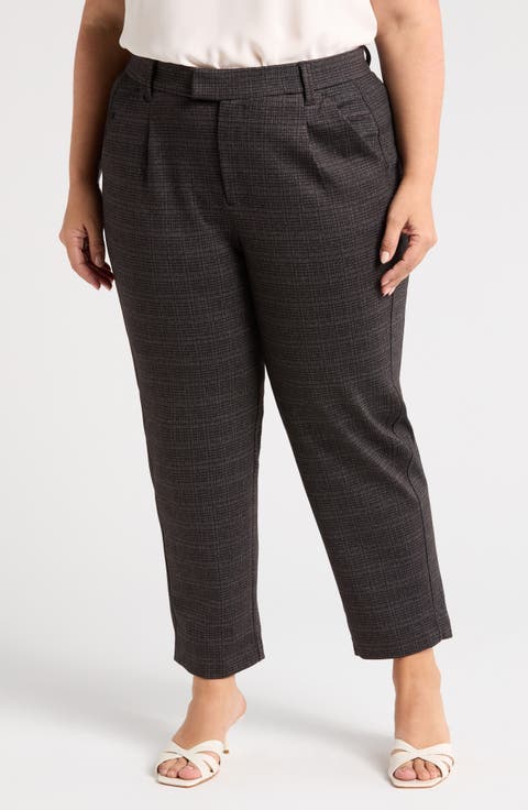'Ab'Solution Skyrise Pleated Ankle Straight Leg Pants (Plus)