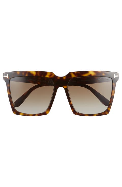 Sabrina 58mm Polarized Gradient Square Sunglasses