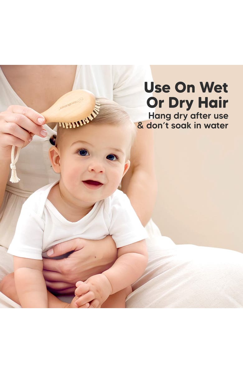 KeaBabies Baby Hair Brush and Comb Set, Alternate, color, Walnut