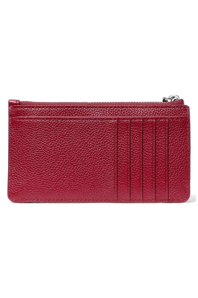 loop pebbled leather card case, Alternate, color, RED JAM