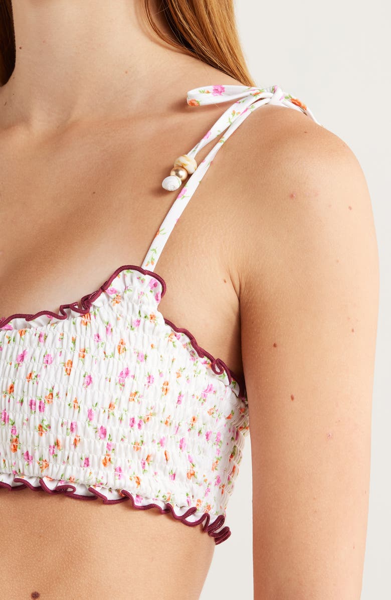 Kulani Kinis Smocked Bikini Top, Alternate, color, Rosie Posie
