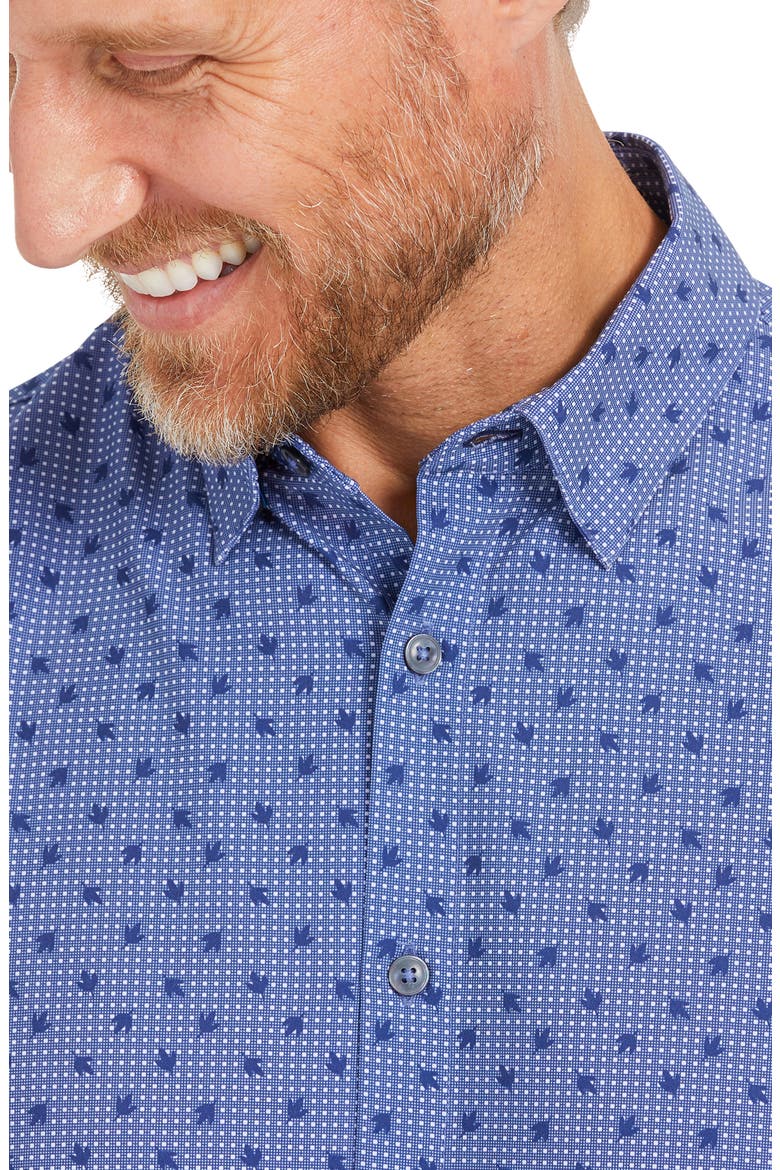 Leeward Floral Performance Button-Up Shirt, Alternate, color, NAVY LEAF DOT PRINT