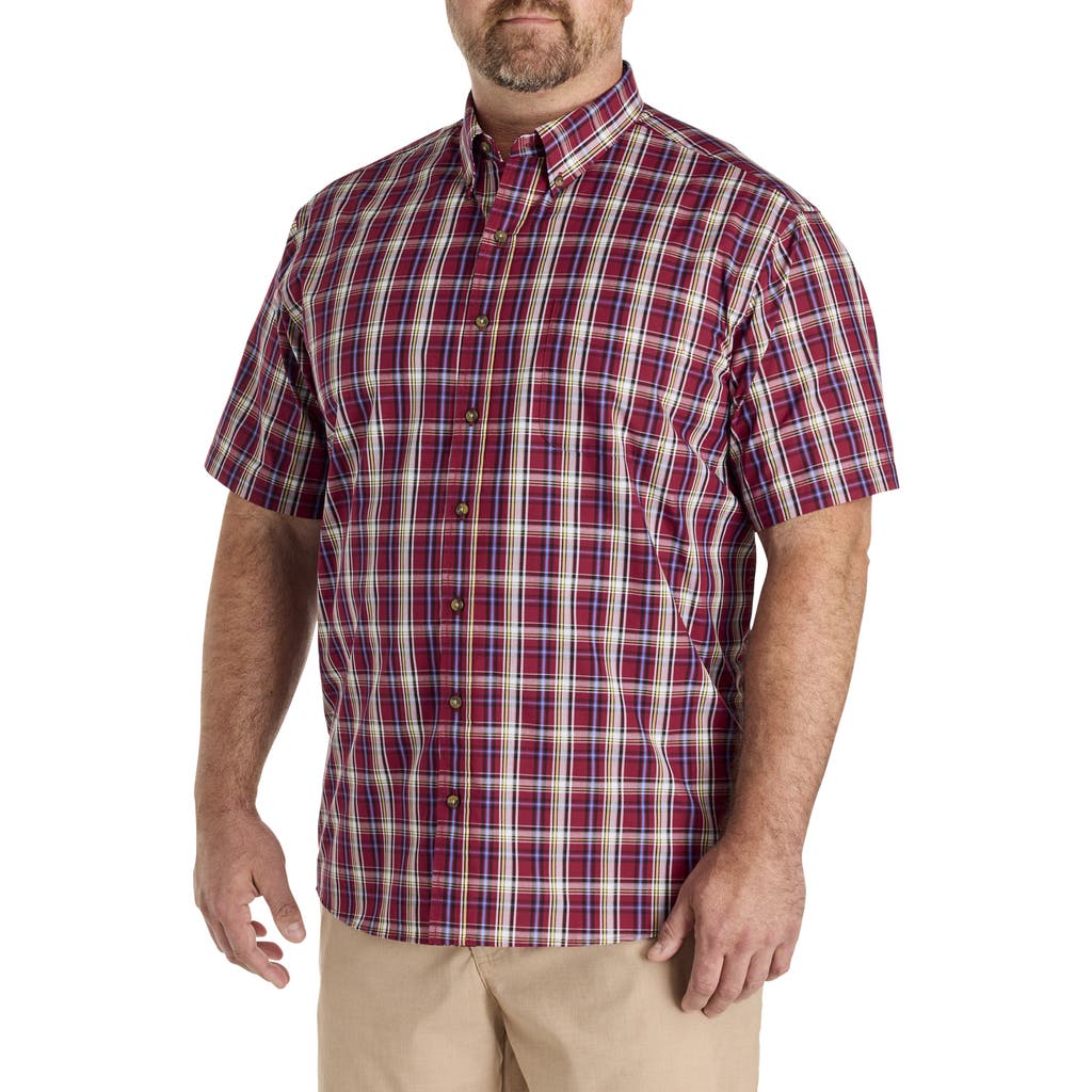 Harbor Bay By Dxl Big & Tall Easy-care Large Plaid Sport Shirt In Animal Print