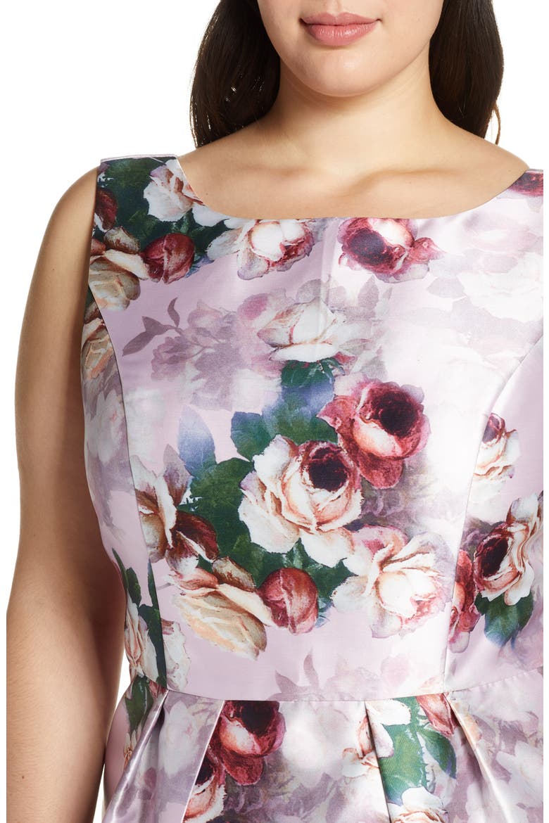 Marilyn Floral Print Satin Cocktail Dress, Alternate, color, PINK