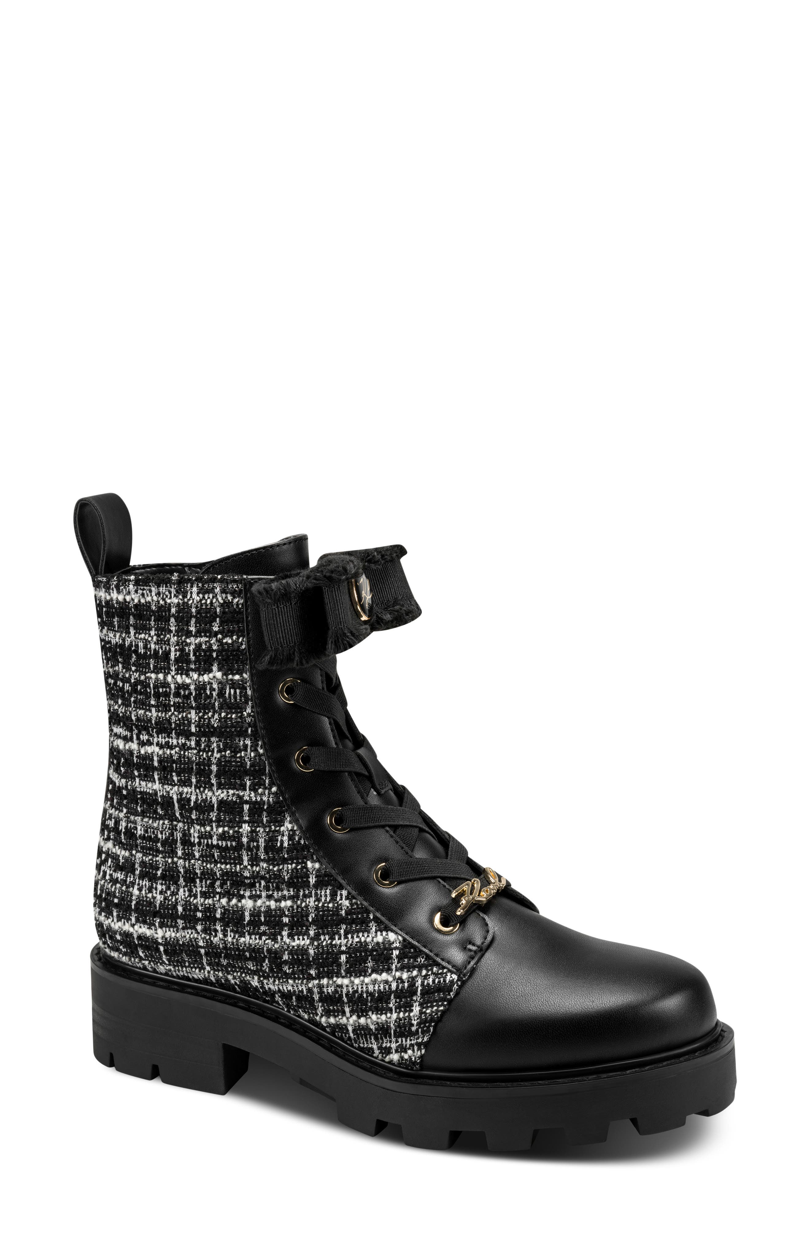 Metea Combat Bootie, Main, color, BLACK/ WHITE