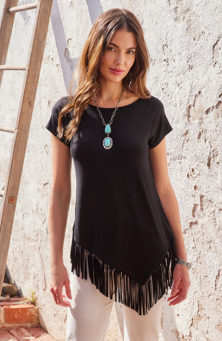 Karen Kane Angled Fringe Top, Alternate, color,