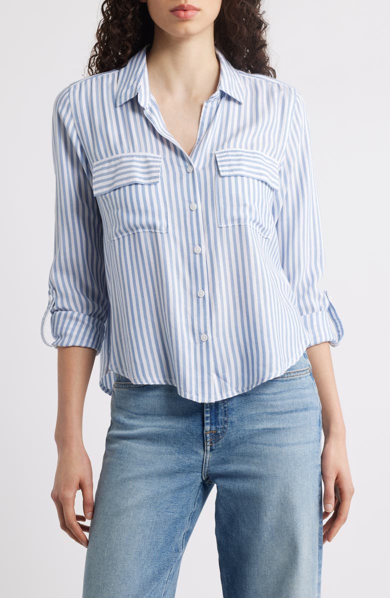 beachlunchlounge Fallon High-Low Button-Up Shirt, Main, color, Dodger Blue
