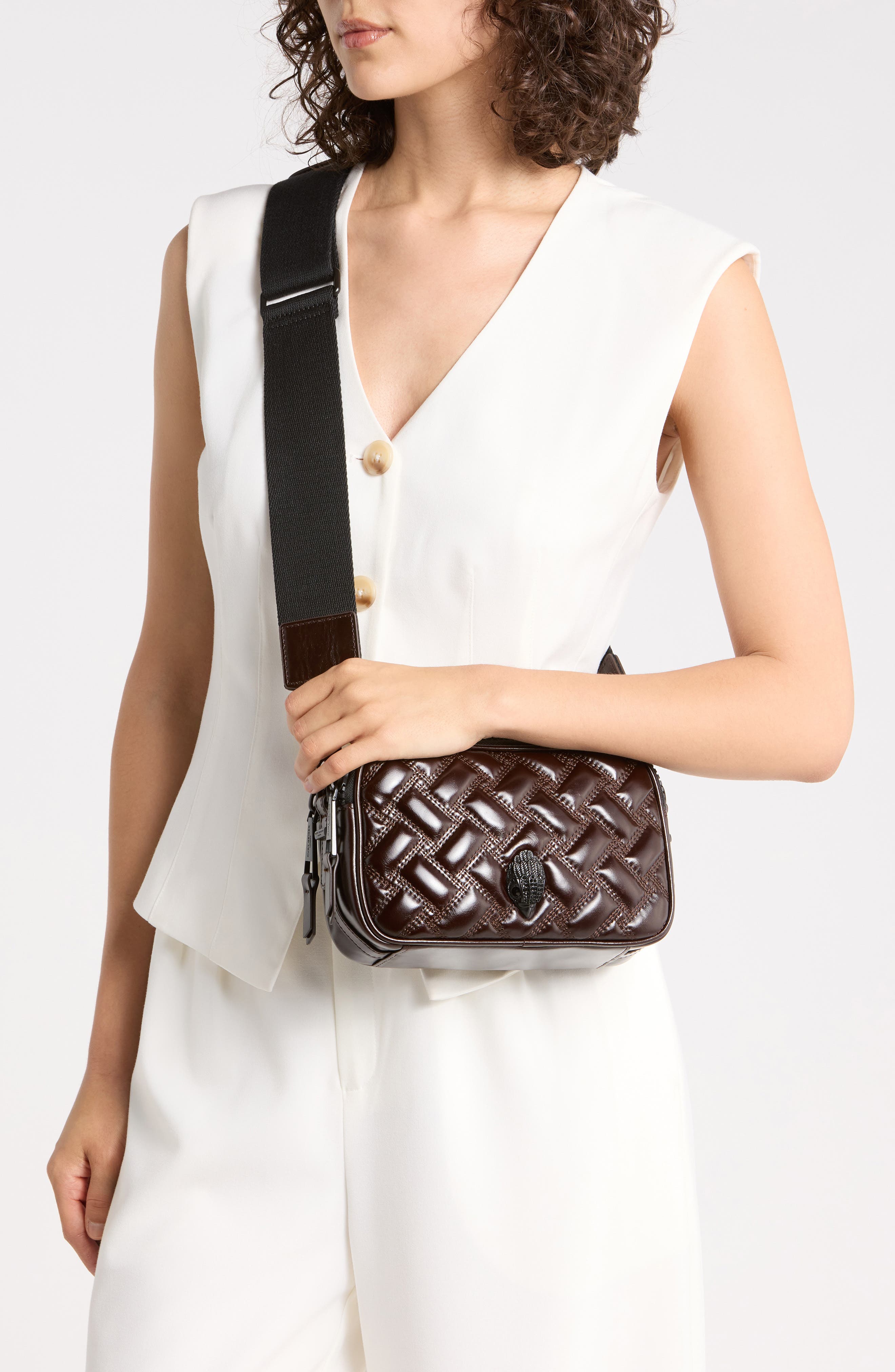 Zip Kensington Camera Crossbody Bag, Alternate, color, DARK BROWN