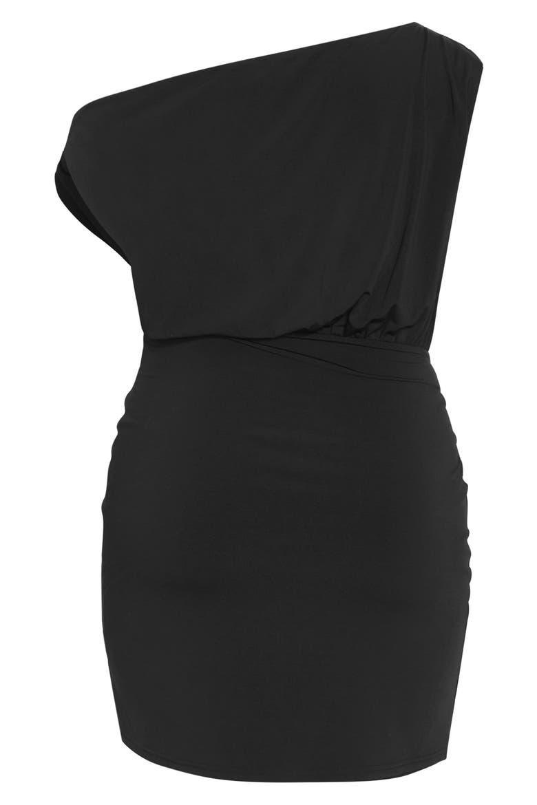 Palmer One-Shoulder Minidress, Alternate, color, BLACK