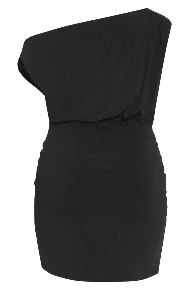 City Chic Palmer One-Shoulder Minidress, Alternate, color, Black