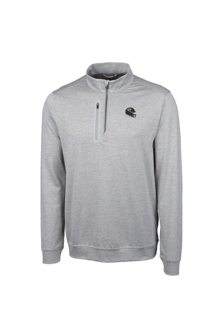 Men's Cutter & Buck  Silver Jacksonville Jaguars Helmet Stealth Heathered Quarter-Zip Pullover Top, Alternate, color, Silver