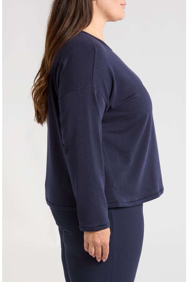 Crewneck Long Sleeve Crop Top, Alternate, color, INK