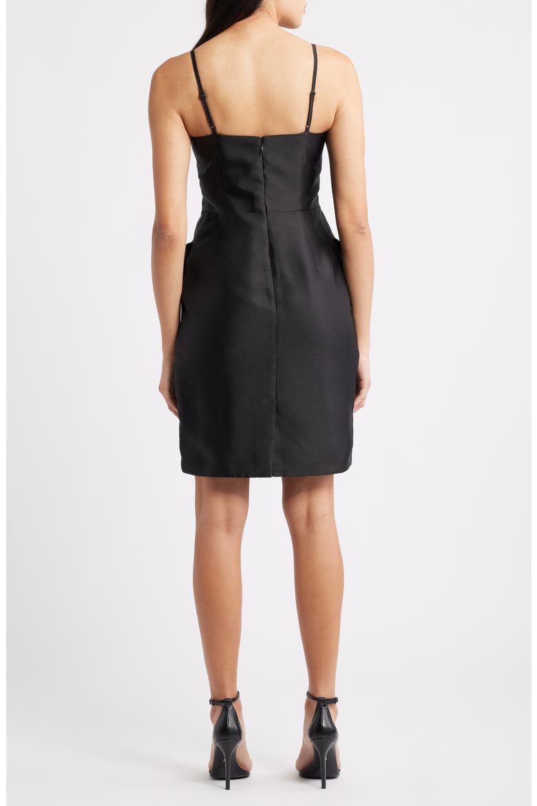 Satin Twill Cocktail Dress, Alternate, color, BLACK