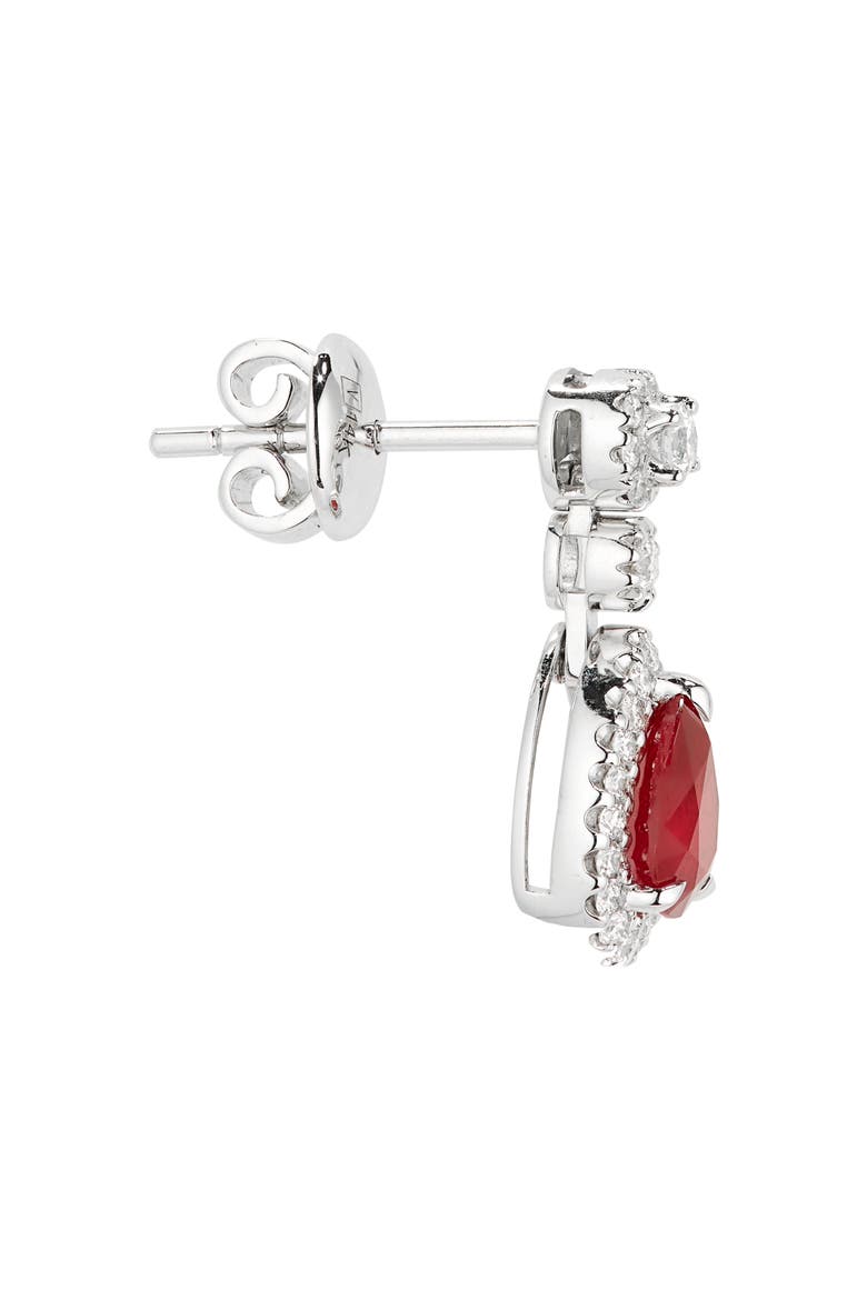 Ruby & Pavé Diamond Drop Earrings, Alternate, color, WHITE GOLD/ RUBY/ DIAMOND