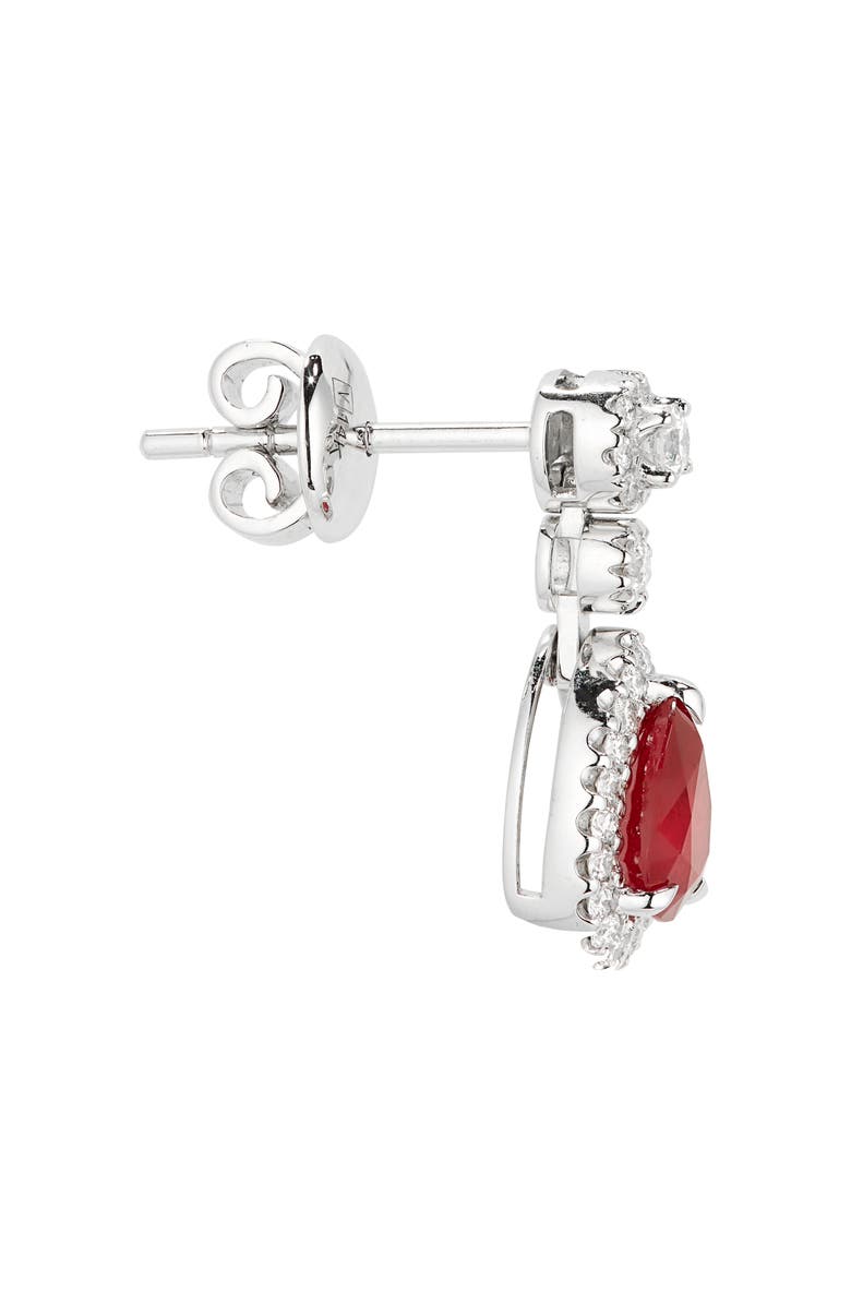 VALANI ATELIER Ruby & Pavé Diamond Drop Earrings, Alternate, color, White Gold/ Ruby/ Diamond