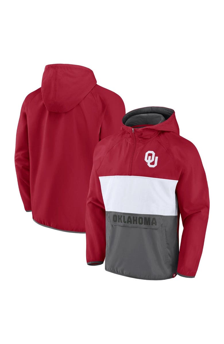 FANATICS Men's Fanatics Crimson Oklahoma Sooners Victory On Raglan Quarter-Zip Hoodie, Main, color, Crimson