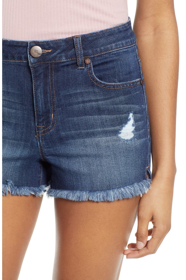 Ripped Raw Hem Denim Shorts, Alternate, color, MARISSA DARK WASH