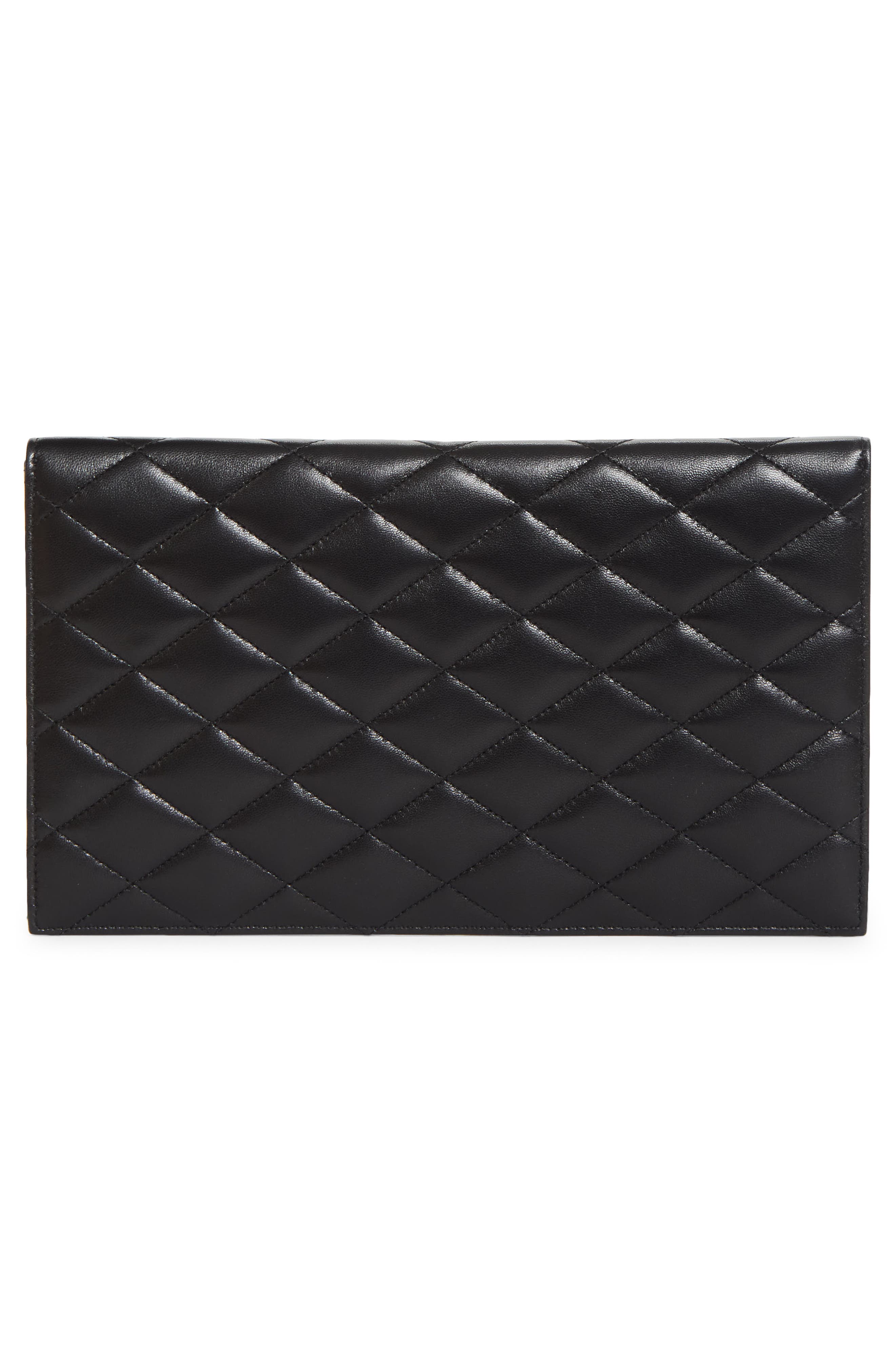 Saint Laurent Paris Diamond Quilt Pouch, Alternate, color, Noir