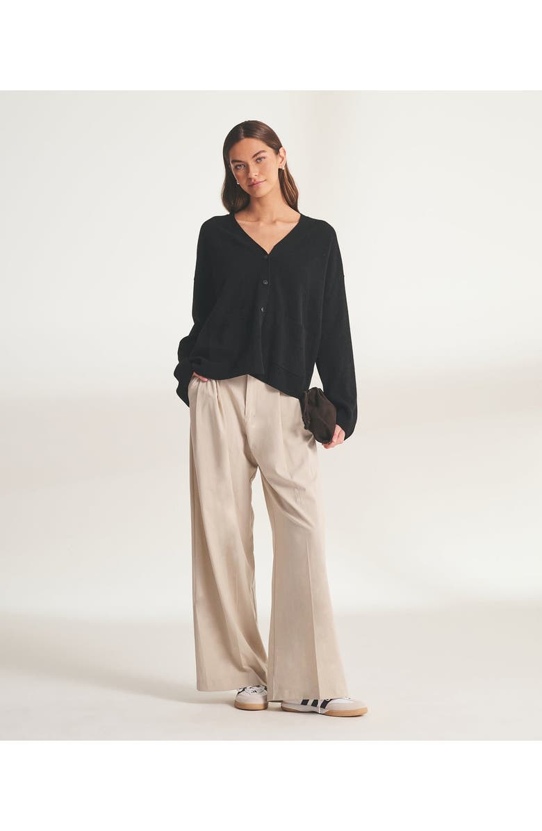 NAADAM Signature Cashmere Boxy Cardigan, Alternate, color, Black