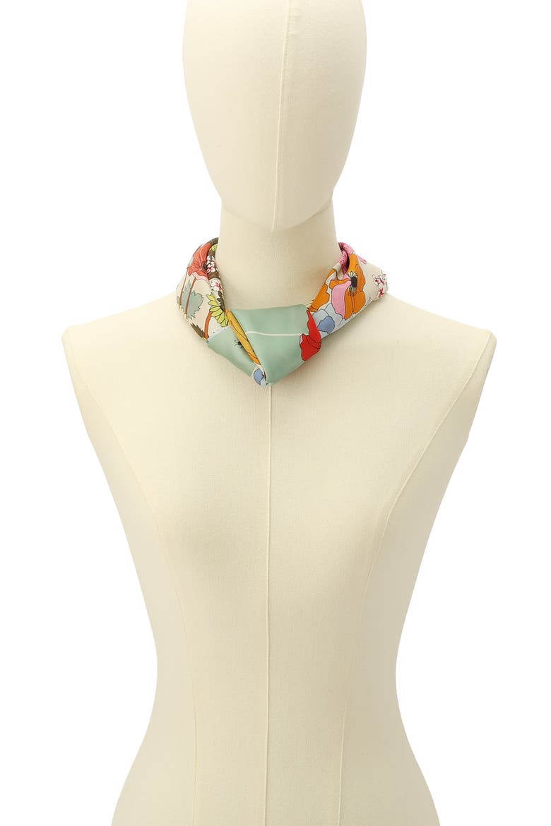 spade flower garden silk square scarf, Alternate, color, MULTI
