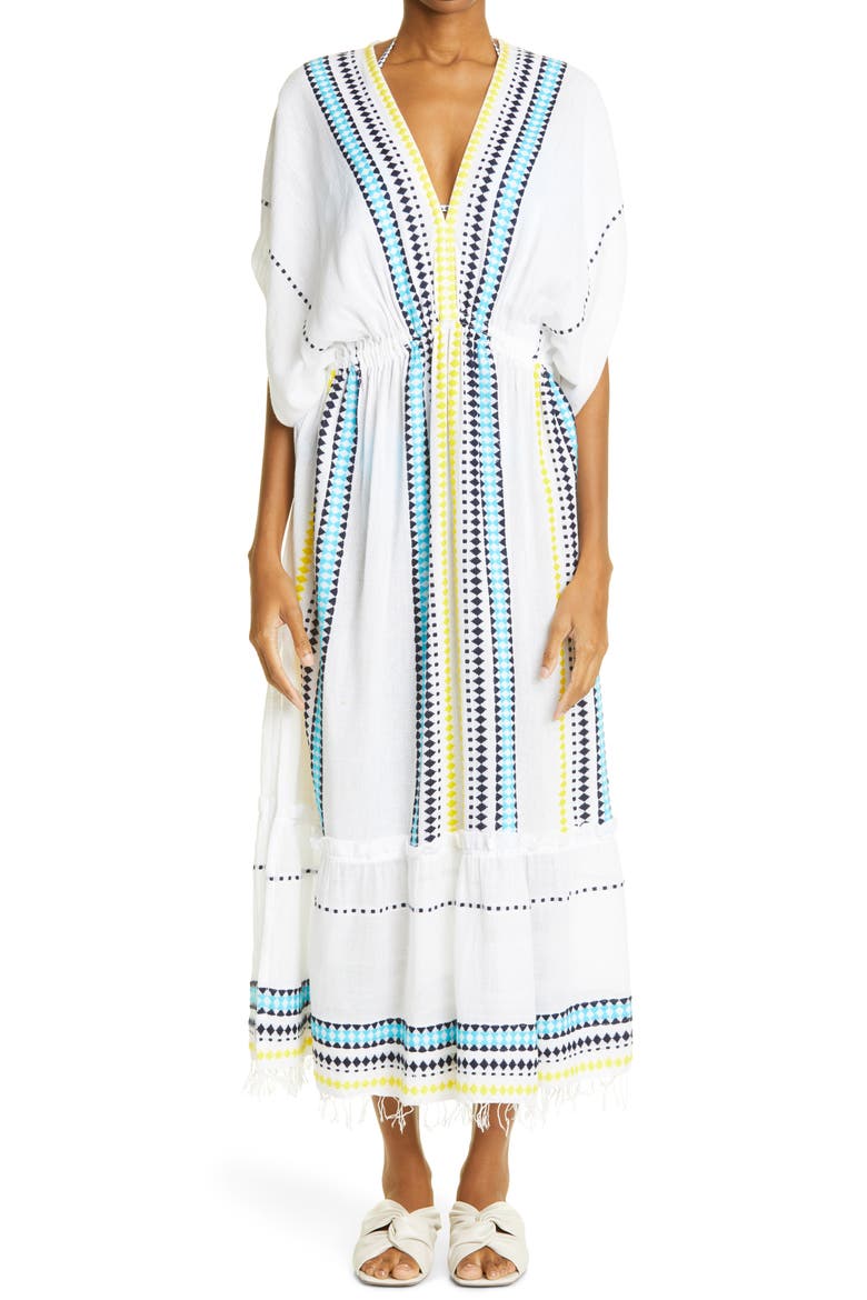 Sediri Plunge Neck Cover-Up Dress, Main, color, MULTI AQUA