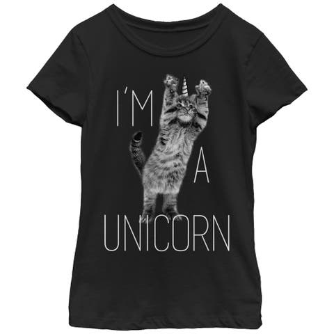 Girl's Lost Gods I'm a Unicorn Cat  Graphic T-Shirt