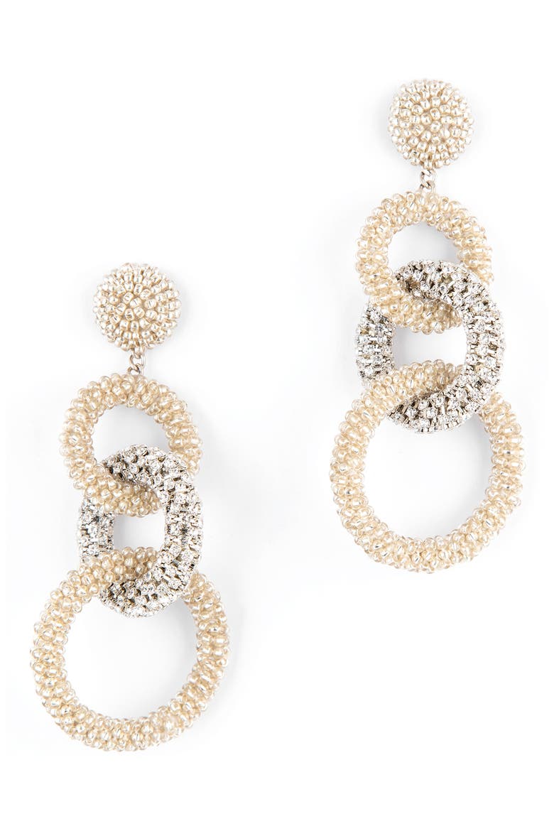 Sienna Embellished Drop Earrings, Main, color, SILVER