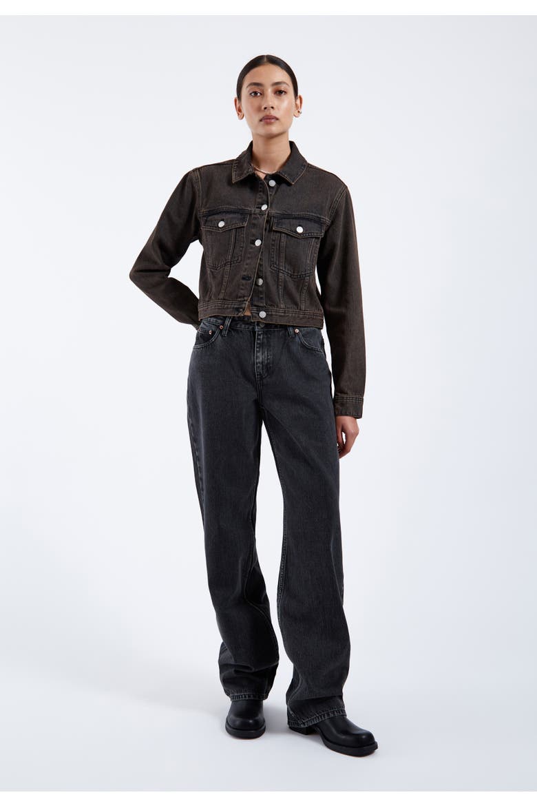 Becky Denim Jacket, Main, color, Jet Brown