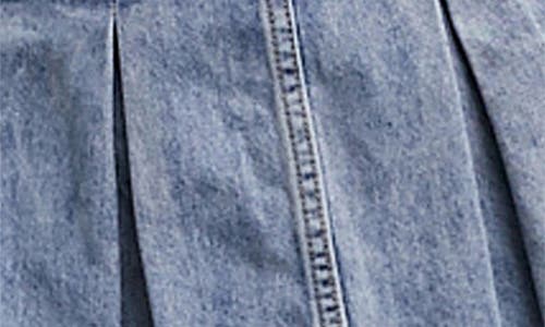 Wishlist Washed Denim Pleated Miniskirt In Blue