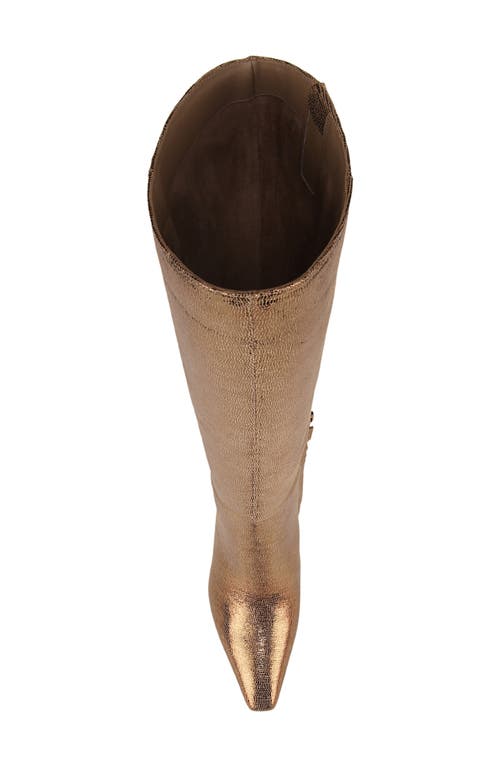 Sam Edelman Elia Wide Calf Knee High Boot Gold Snake Embossed Leather In Medallion Gold