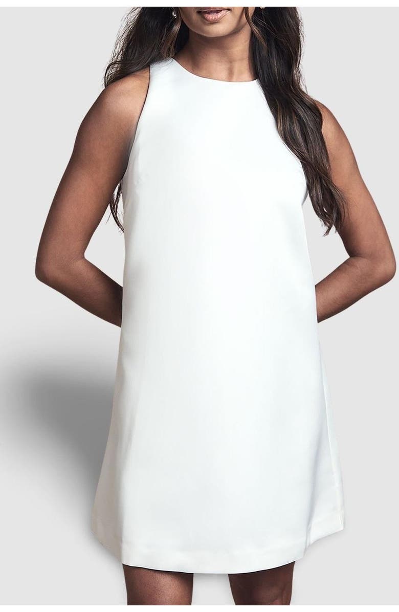 Coast Structured Satin Bridal Mini Dress, Alternate, color, Ivory