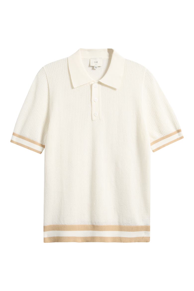 Quinn Open Knit Polo Sweater, Main, color, WHITE - 23