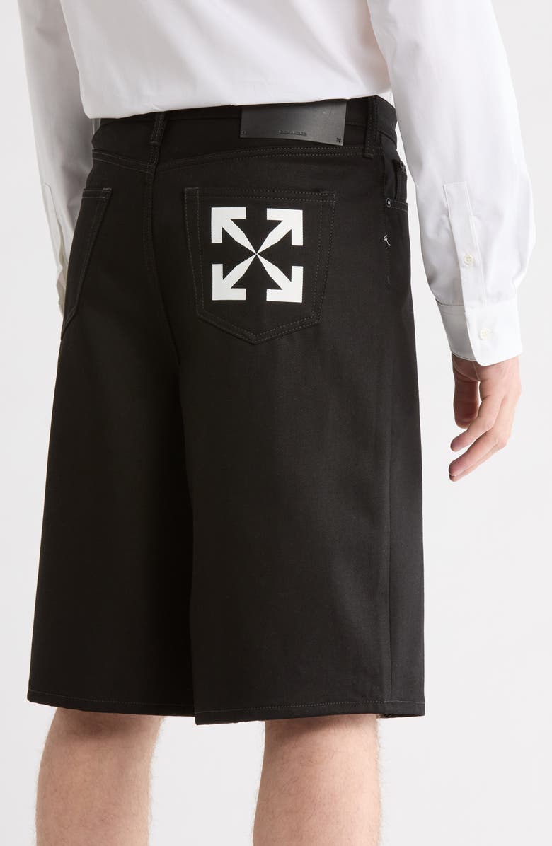 Off-White Single Arrow Skate Denim Shorts, Alternate, color, Black And White