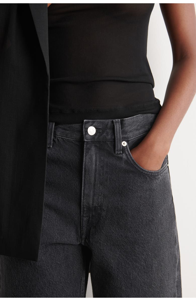 COS Chord Straight-leg Denim Shorts, Alternate, color, Black