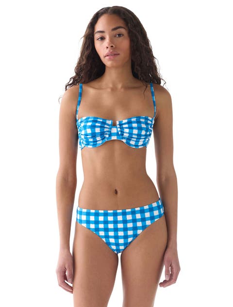 Gingham Ruched Bra Swim Top Swimsuit