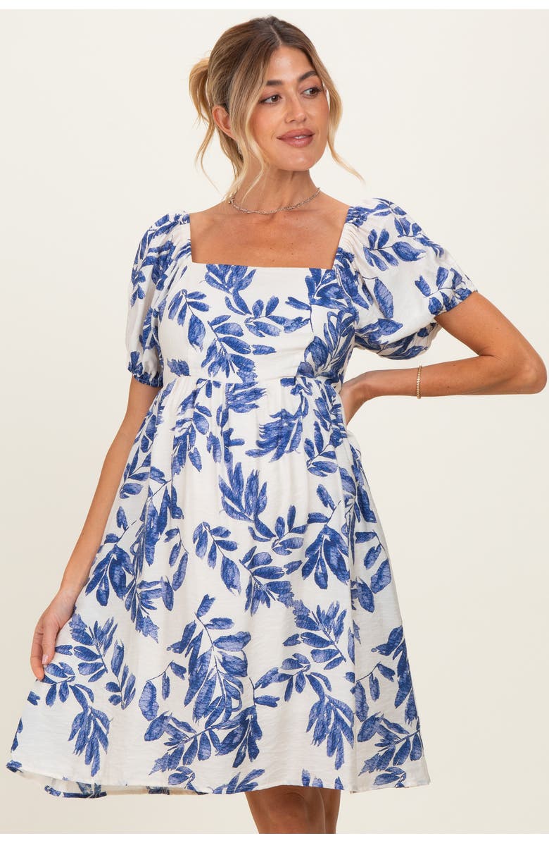 PinkBlush Floral Puff Sleeve Dress, Alternate, color, Blue